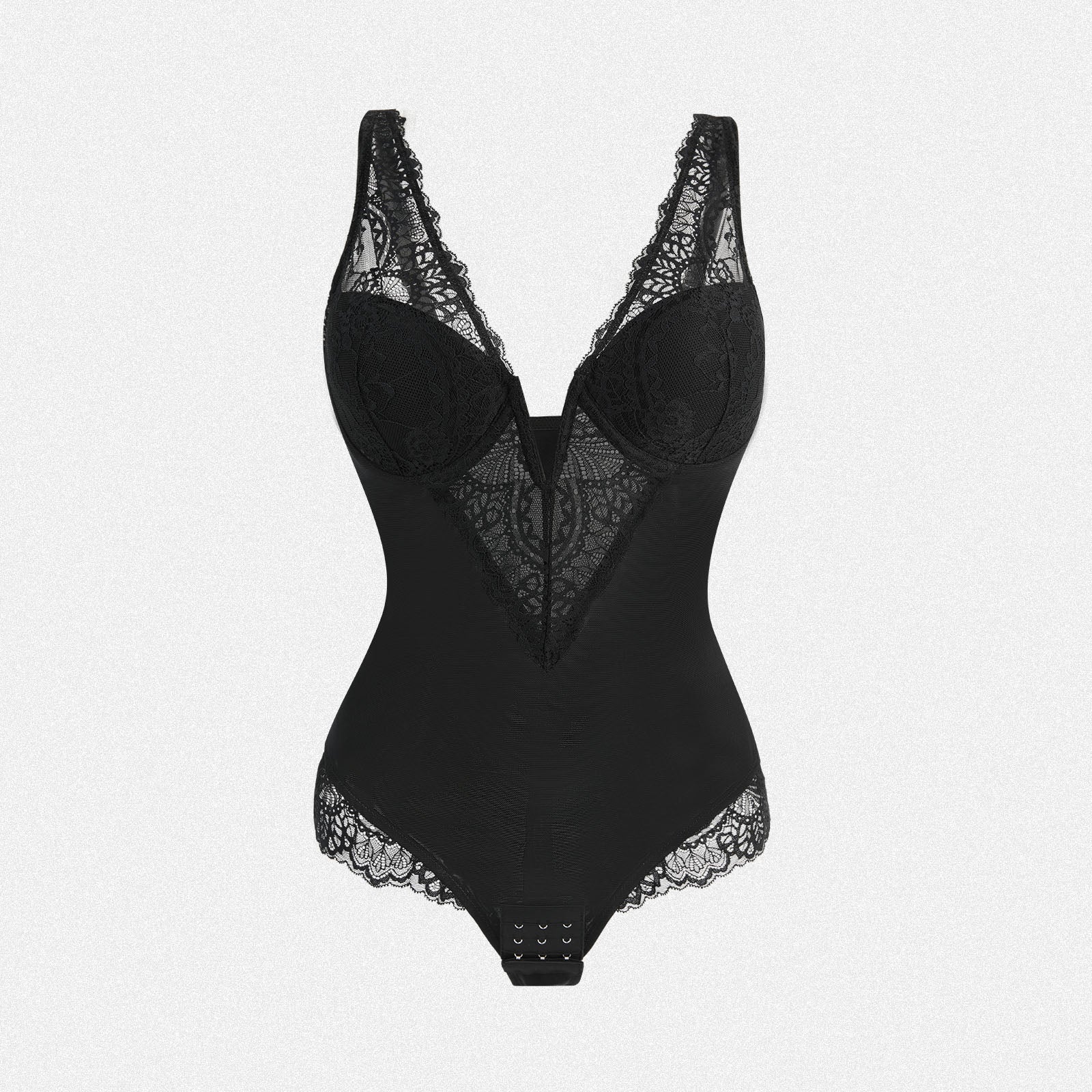 Shaperin V-Neck Underwire Tummy Control Convertible Strap Bodysuit