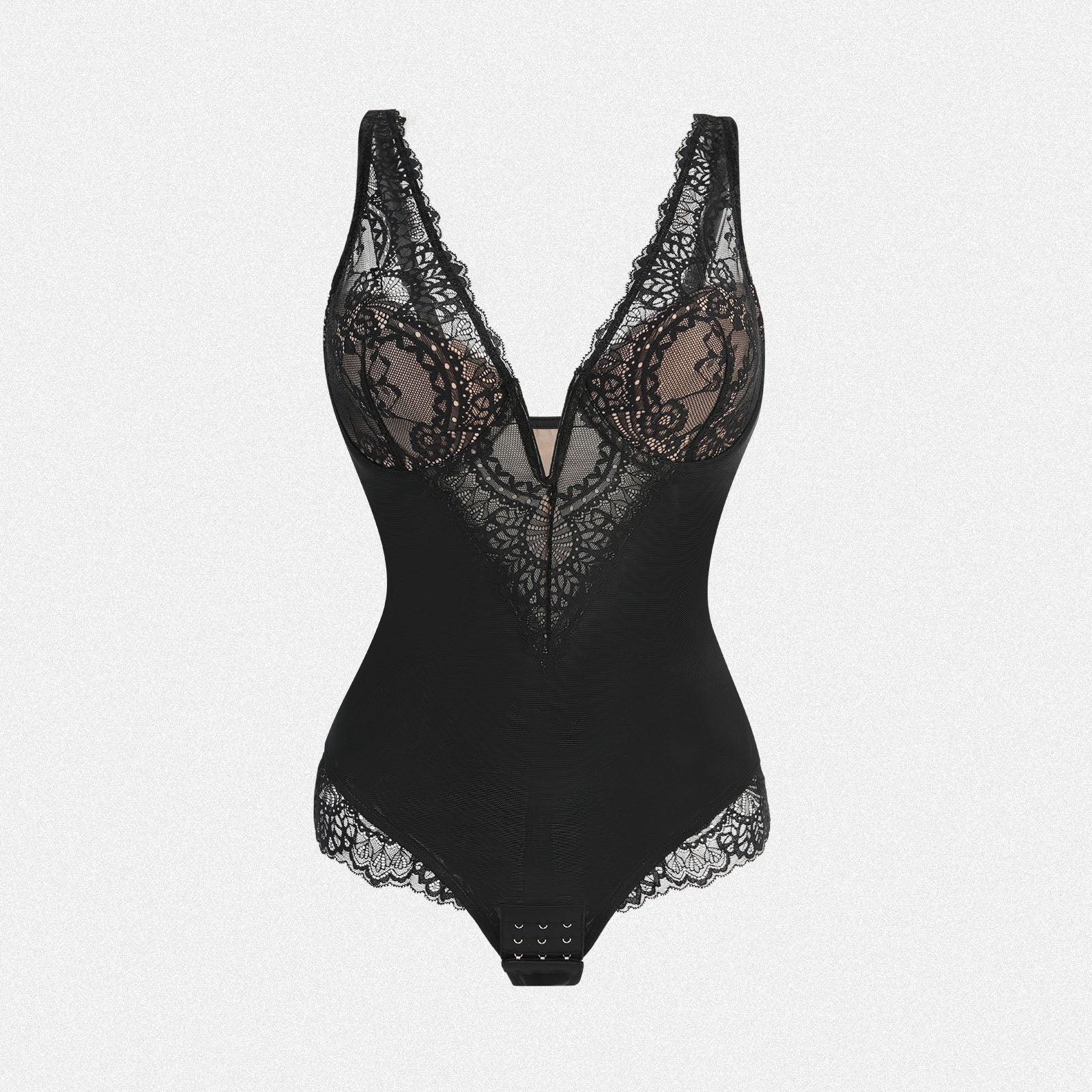 Shaperin V-Neck Underwire Tummy Control Convertible Strap Bodysuit